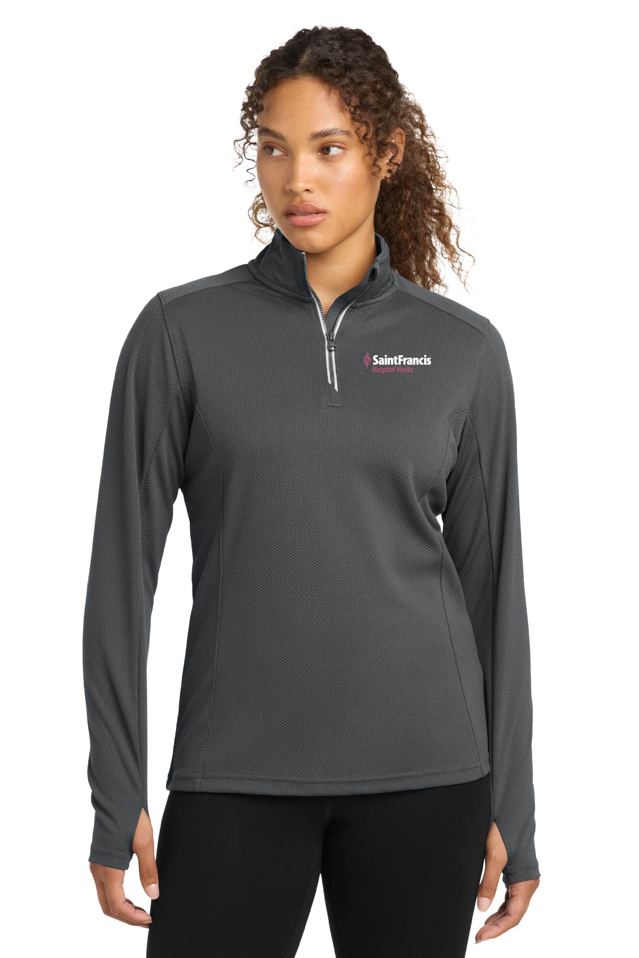 Sport-Tek® Ladies Sport-Wick® Textured 1/4-Zip Pullover
